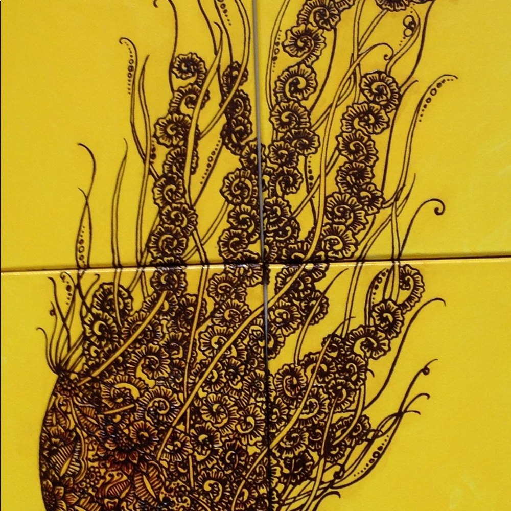 Jellyfish Acrylic Henna Painting, Mixed media - Picture 2 of 8